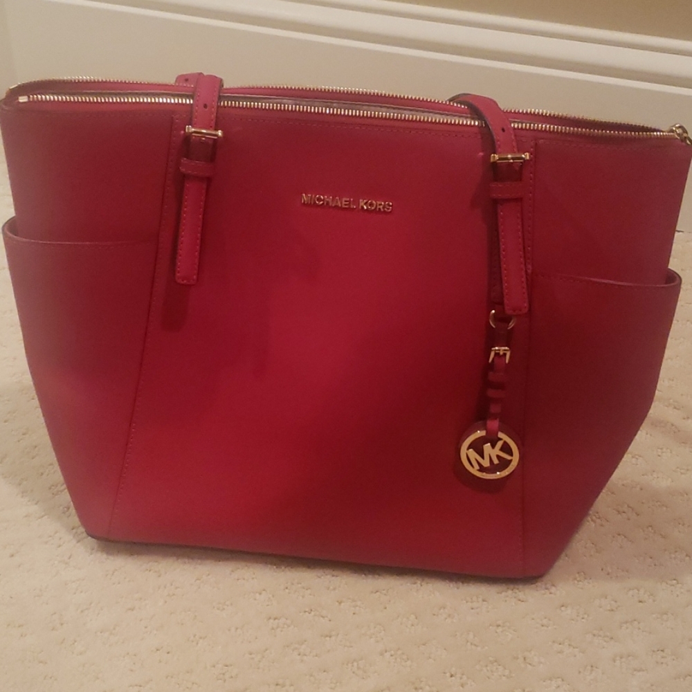 Michael Kors Red Leather Signature Tote